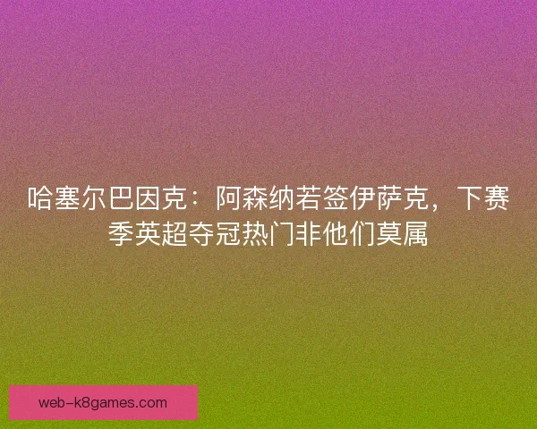 哈塞尔巴因克：阿森纳若签伊萨克，下赛季英超夺冠热门非他们莫属